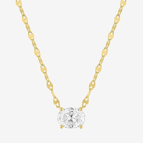 Diamond Addiction (G-H / Si2-I1) Womens 1 CT. T.W. Lab Grown White Diamond 10K Gold Oval 18 Inch Pendant Necklace