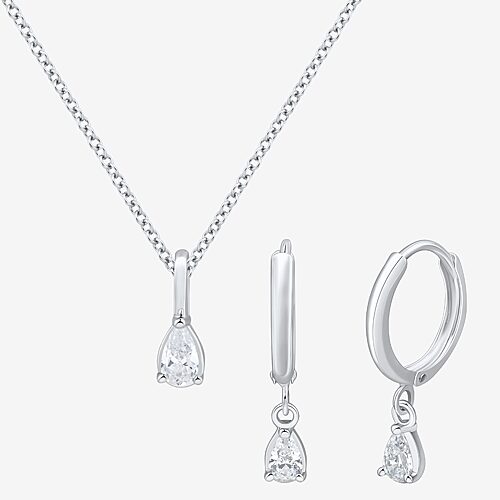 (H-I / Si2) Womens 1/3 CT. T.W. Lab Grown White Diamond Sterling Silver Pear 2-pc. Jewelry Set, One Size, White