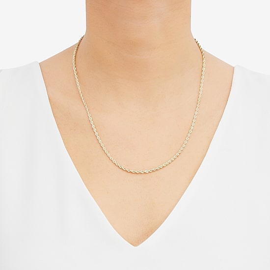 Womens 10K Gold 20 Inch Rope Chain Necklace