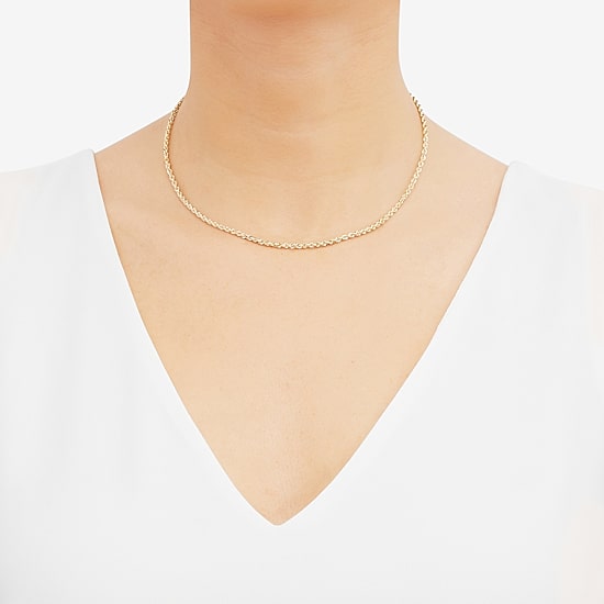 Womens 10K Gold 16 Inch Rope Chain Necklace