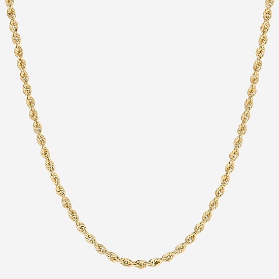 Womens 10K Gold 22 Inch Rope Chain Necklace