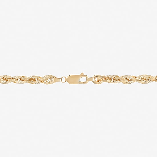 Womens 10K Gold 22 Inch Rope Chain Necklace
