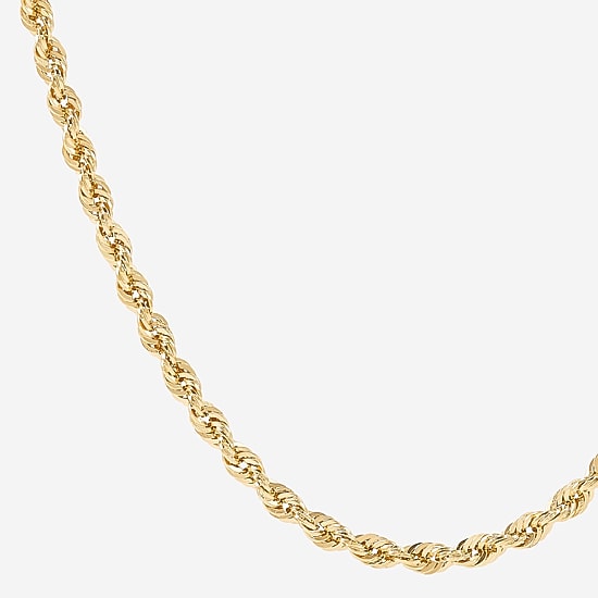 Womens 10K Gold 22 Inch Rope Chain Necklace