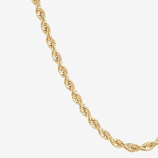 Womens 10K Gold 16 Inch Rope Chain Necklace