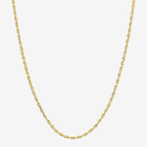Womens 10K Gold 22 Inch Rope Chain Necklace, One Size, Yellow