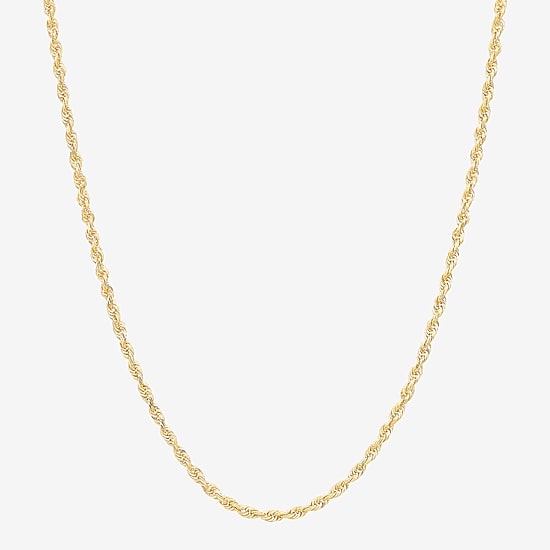 Womens 10K Gold 22 Inch Rope Chain Necklace