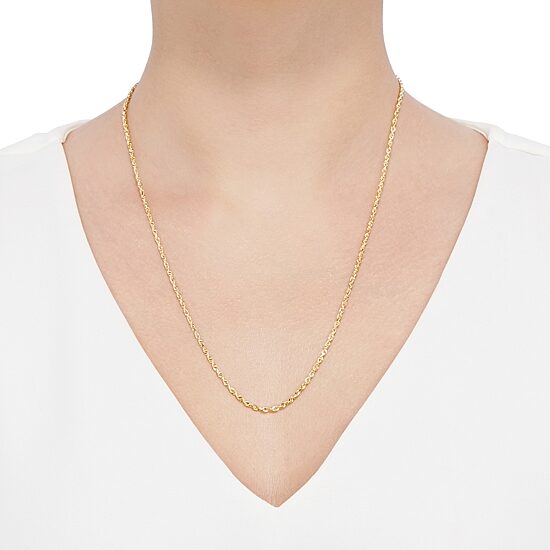 Womens 10K Gold 22 Inch Rope Chain Necklace