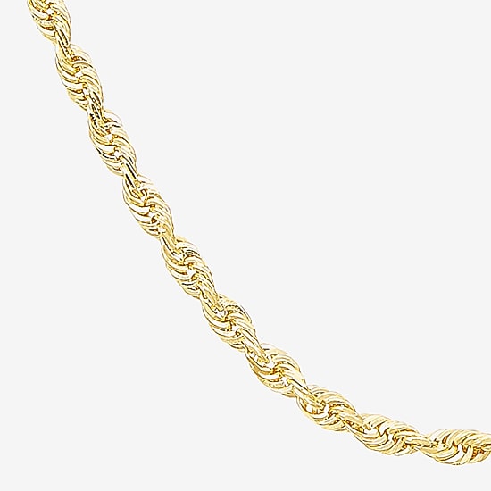Womens 10K Gold 22 Inch Rope Chain Necklace