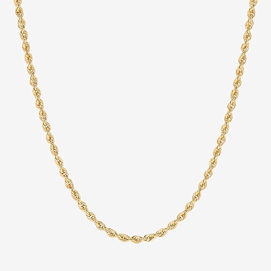 Womens 10K Gold 18 Inch Rope Chain Necklace