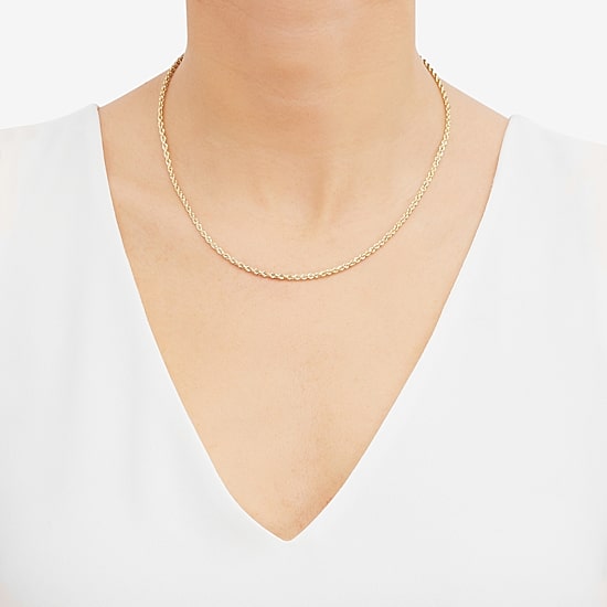 Womens 10K Gold 18 Inch Rope Chain Necklace