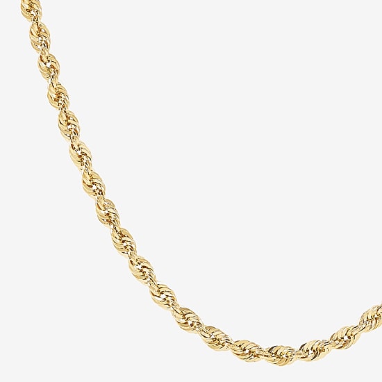 Womens 10K Gold 24 Inch Rope Chain Necklace