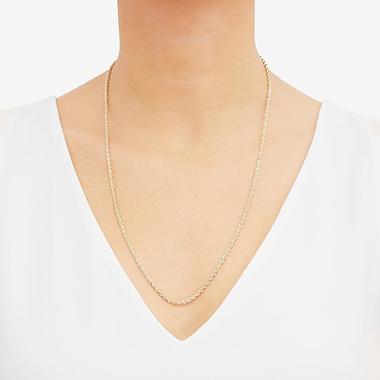 Womens 10K Gold 24 Inch Rope Chain Necklace