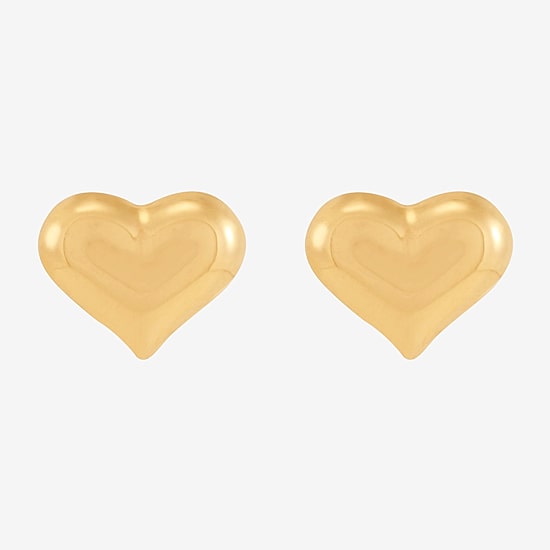 14K Gold 6.2mm Heart Stud Earrings