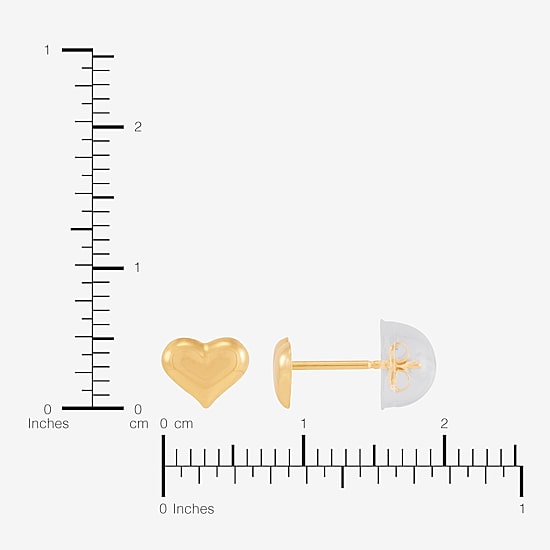 14K Gold 6.2mm Heart Stud Earrings