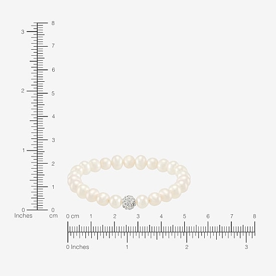 Womens White Cultured Freshwater Pearl Strand Bracelet