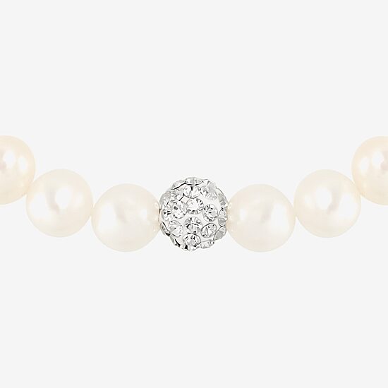 Womens White Cultured Freshwater Pearl Strand Bracelet