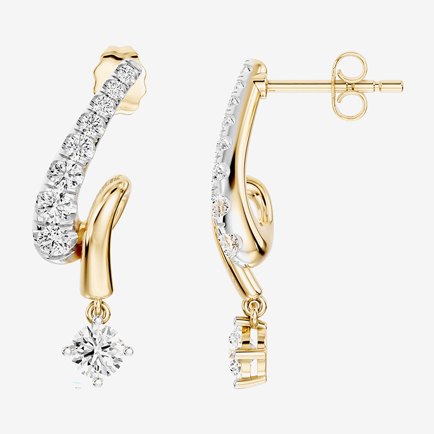 Hallmark Hallmark Signature Fine Jewelry (G / Si2) Womens 1 CT. T.W. Lab Grown White Diamond 14K Gold Over Silver Round Drop Earrings