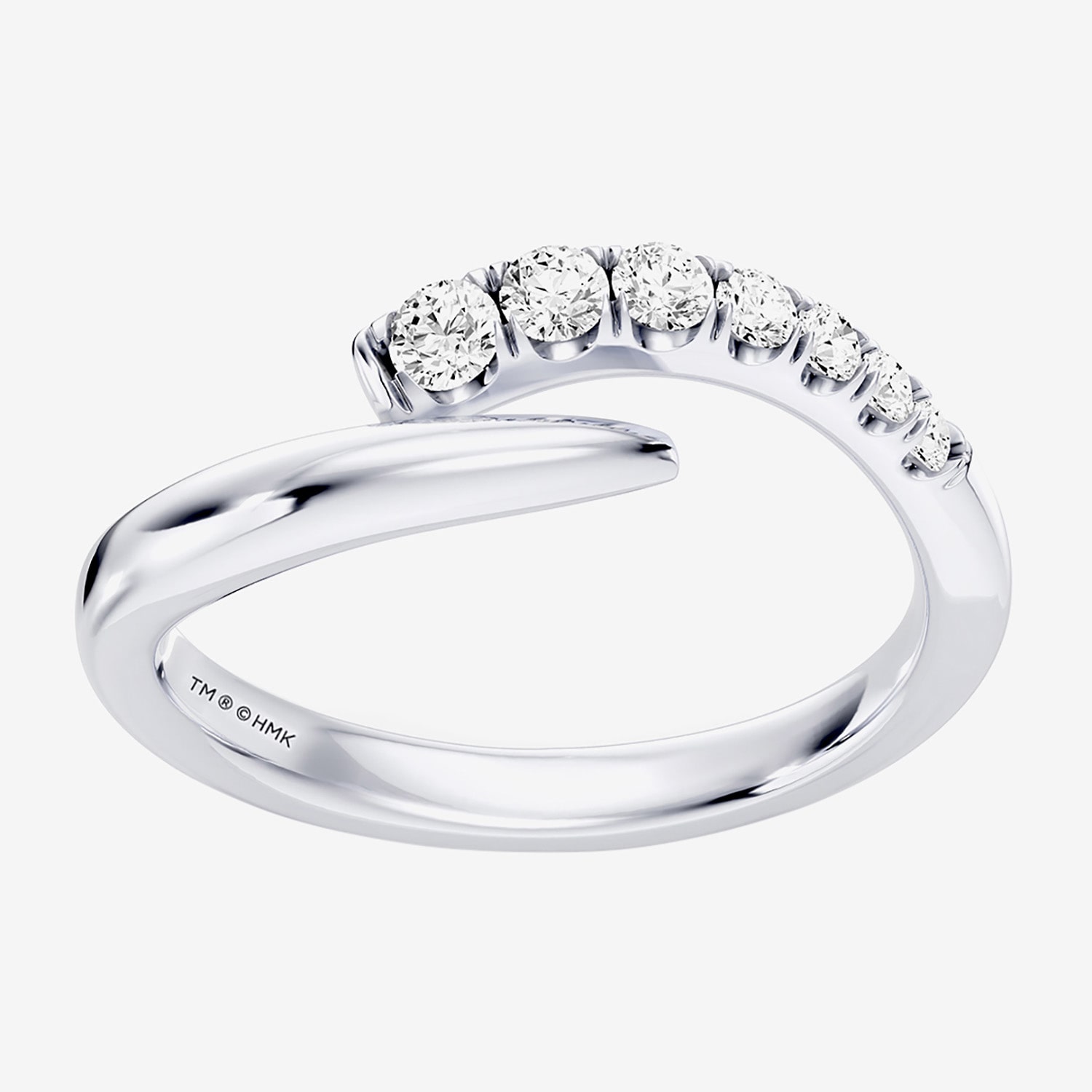 Hallmark Signature Fine Jewelry (G / Si2) Womens 1/4 CT. T.W. Lab Grown White Diamond Sterling Silver Round Bypass  Cocktail Ring