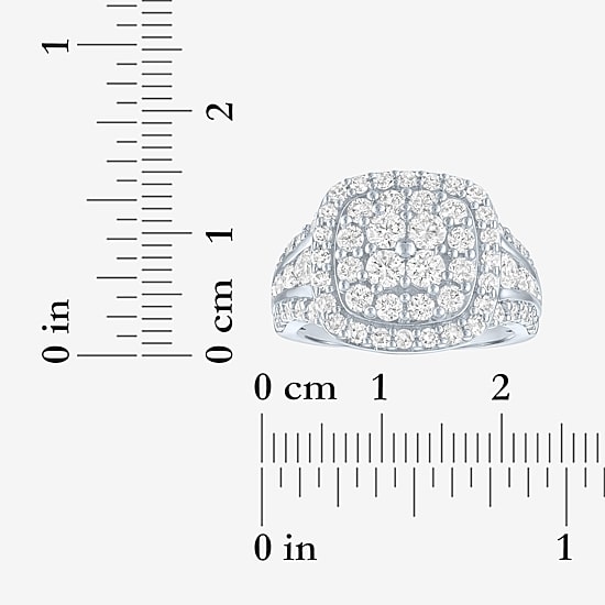 (G-H / Si2-I1) Womens 2 CT. T.W. Lab Grown White Diamond Sterling Silver Cluster Halo Cocktail Ring