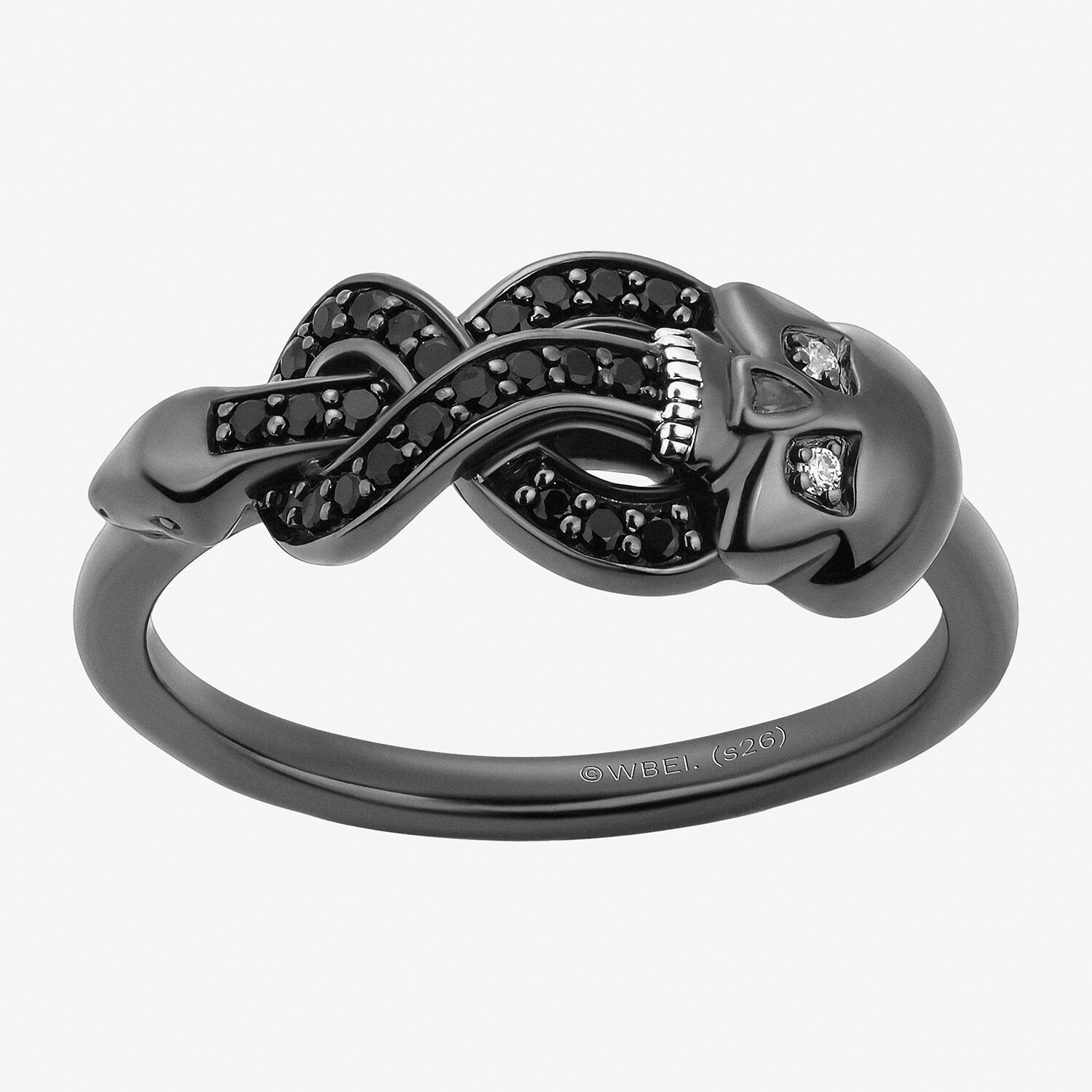 Harry Potter (F / Si2) Womens Diamond Accent Genuine Black Spinel Sterling Silver Cocktail Ring