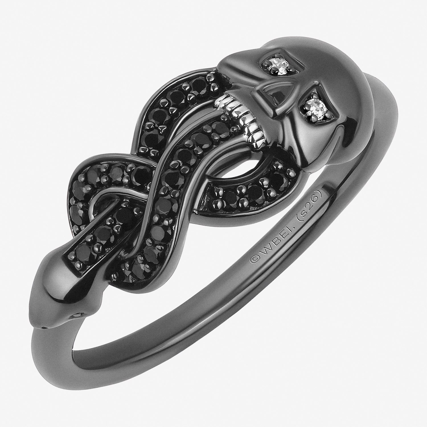 Harry Potter (F / Si2) Womens Diamond Accent Genuine Black Spinel Sterling Silver Cocktail Ring