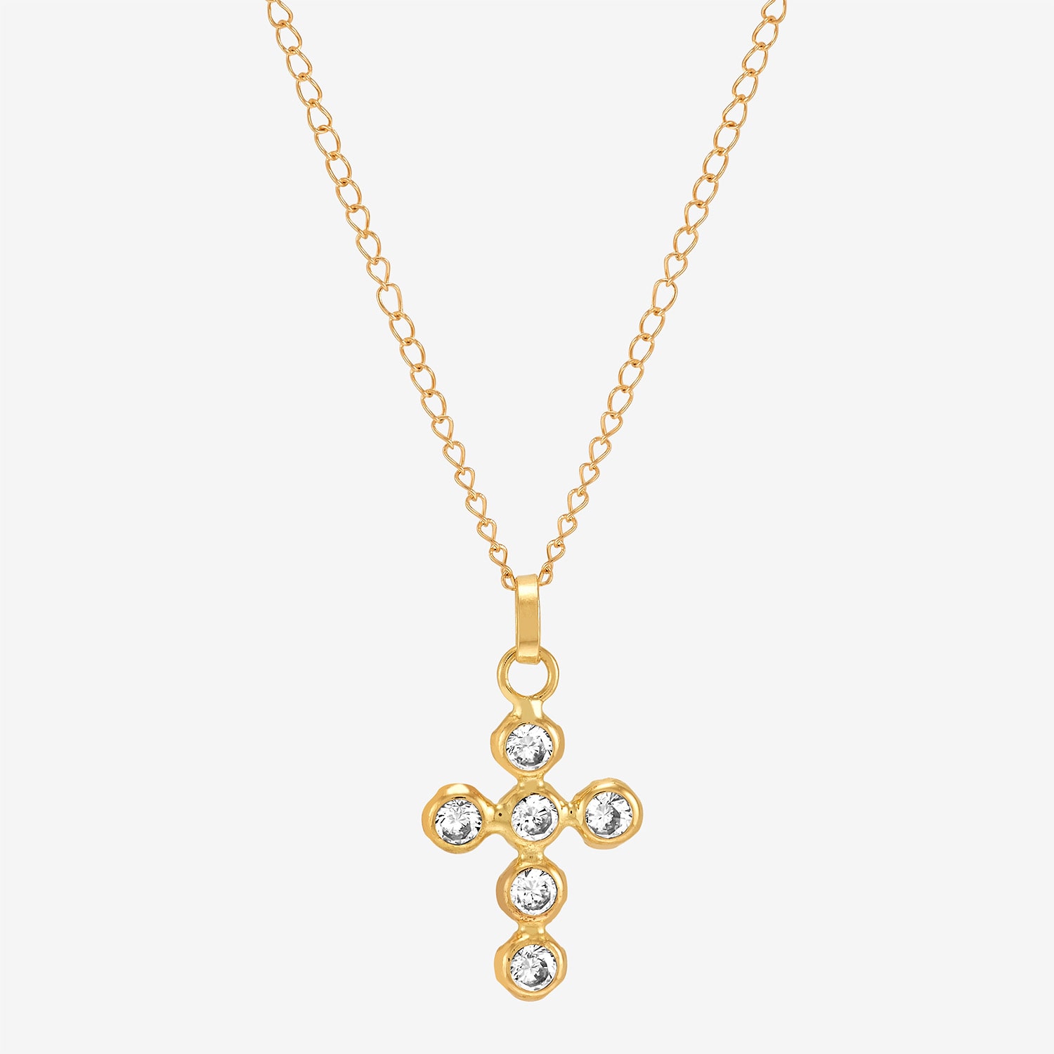 Limited Quantities! Cross Girls White Cubic Zirconia 14K Gold Cross 13 Inch Pendant Necklace