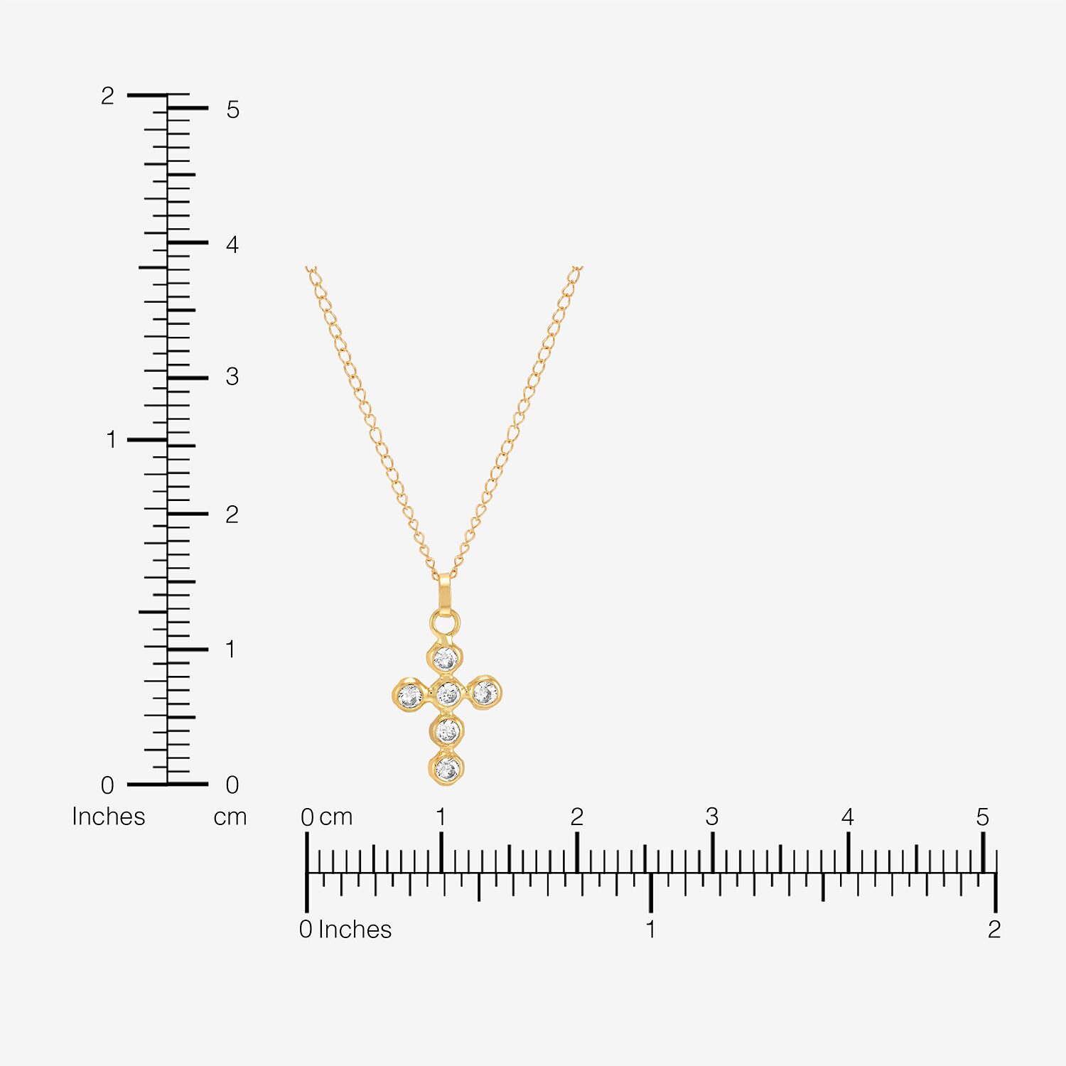 Limited Quantities! Cross Girls White Cubic Zirconia 14K Gold Cross 13 Inch Pendant Necklace