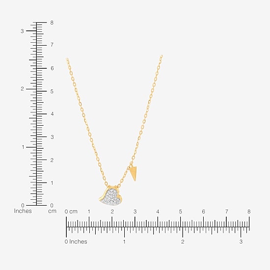 Limited Quantities! Womens Diamond Accent Natural White Diamond 10K Gold Heart 18 Inch Pendant Necklace