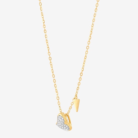 Limited Quantities! Womens Diamond Accent Natural White Diamond 10K Gold Heart 18 Inch Pendant Necklace