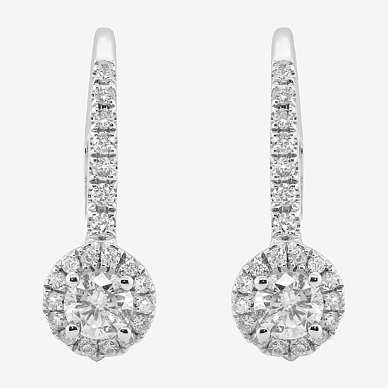 Limited Quantities! Womens 1/2 CT. T.W. Natural White Diamond 10K White Gold Drop Earrings