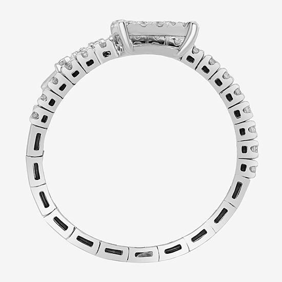 Limited Quantities! Womens 1/4 CT. T.W. Natural White Diamond 10K White Gold Bypass  Cocktail Ring