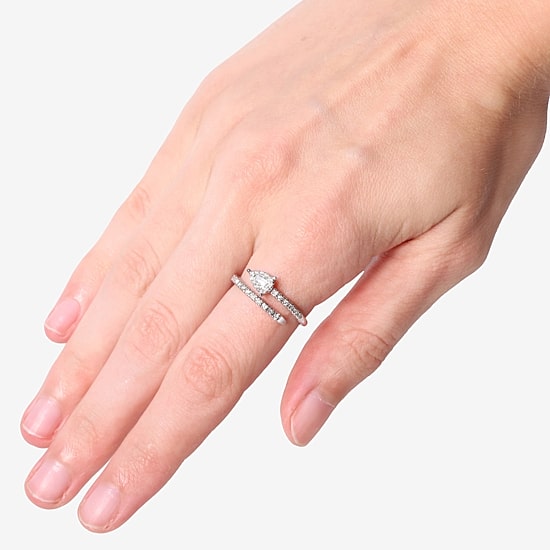 Limited Quantities! Womens 1/4 CT. T.W. Natural White Diamond 10K White Gold Bypass  Cocktail Ring