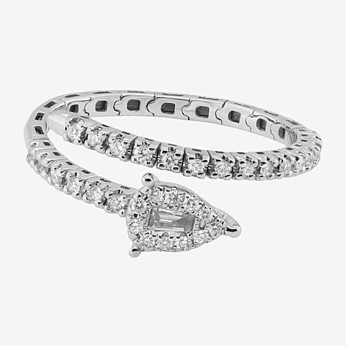 Limited Quantities! Womens 1/4 CT. T.W. Natural White Diamond 10K White Gold Bypass Cocktail Ring, 7, White
