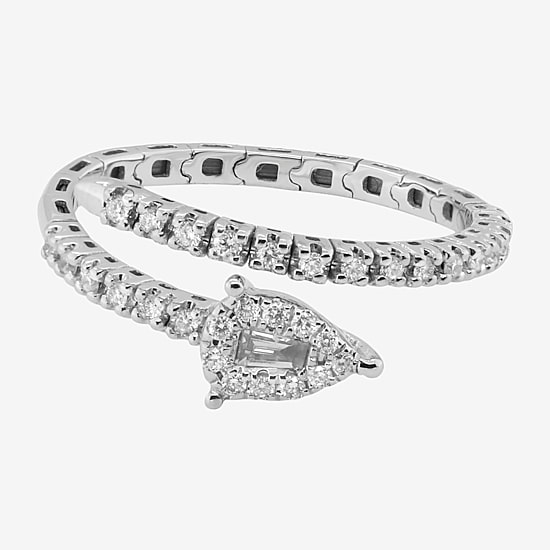 Limited Quantities! Womens 1/4 CT. T.W. Natural White Diamond 10K White Gold Bypass  Cocktail Ring