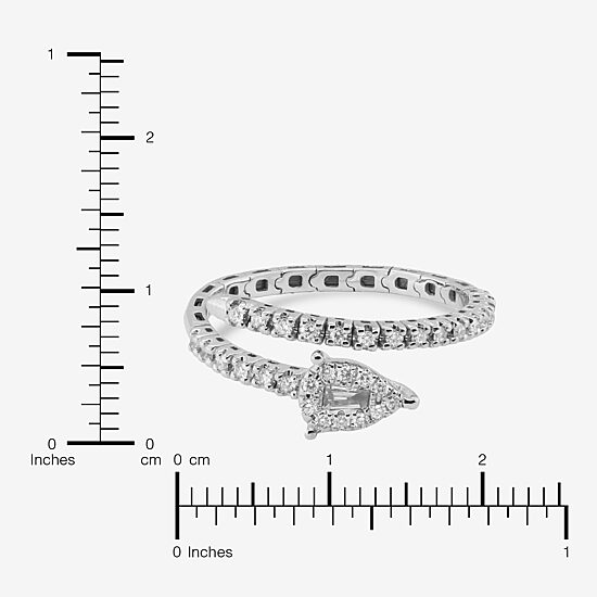 Limited Quantities! Womens 1/4 CT. T.W. Natural White Diamond 10K White Gold Bypass  Cocktail Ring