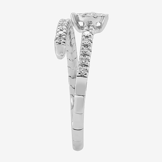 Limited Quantities! Womens 1/4 CT. T.W. Natural White Diamond 10K White Gold Bypass  Cocktail Ring