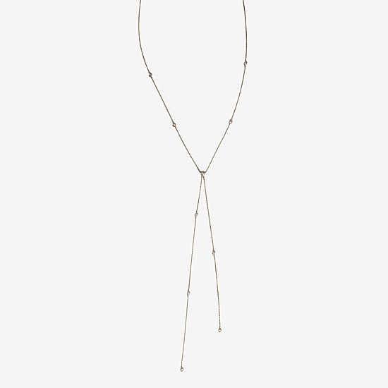 Limited Quantities! Womens White Diamond 10K Gold 18 Inch Y Necklace