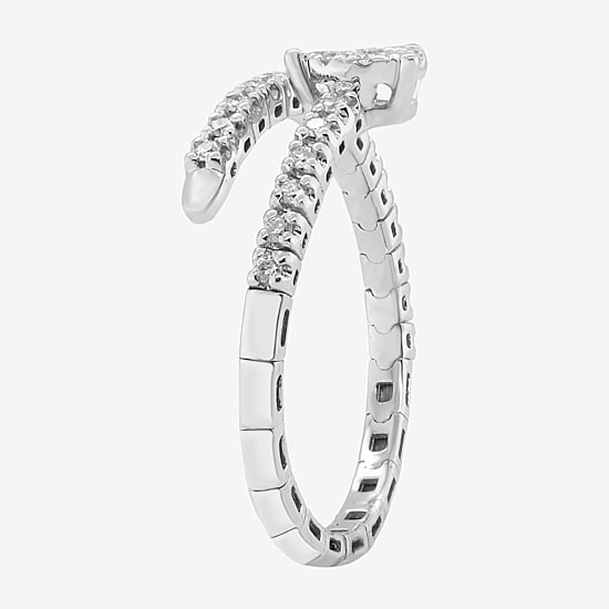 Limited Quantities! Womens 1/4 CT. T.W. Natural White Diamond 10K White Gold Bypass  Cocktail Ring