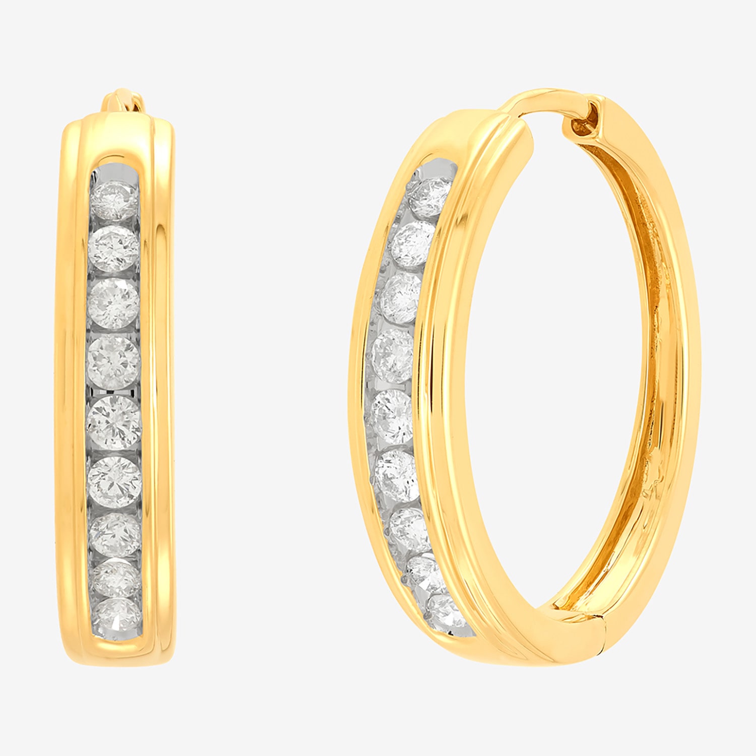 Limited Quantities! Womens 1/2 CT. T.W. Natural White Diamond 10K Gold 22.5mm Hoop Earrings