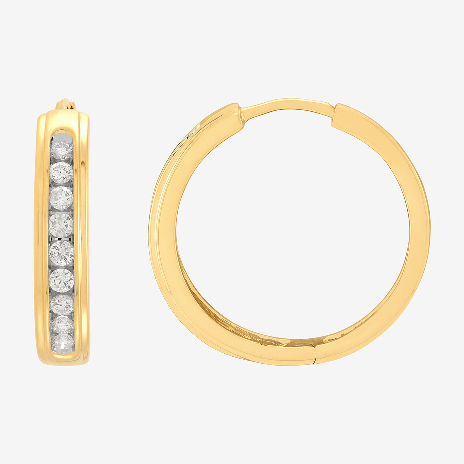 Limited Quantities! Womens 1/2 CT. T.W. Natural White Diamond 10K Gold 22.5mm Hoop Earrings