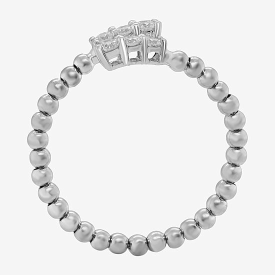 Limited Quantities! Womens 1/5 CT. Natural White Diamond 10K White Gold Bypass  Cocktail Ring