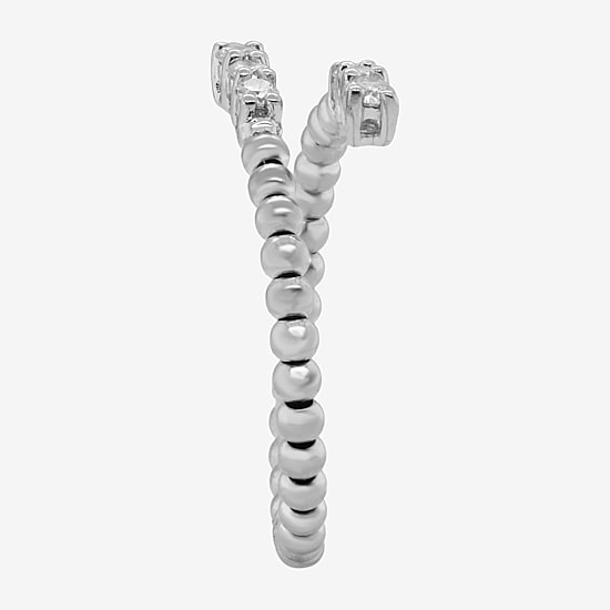 Limited Quantities! Womens 1/5 CT. Natural White Diamond 10K White Gold Bypass  Cocktail Ring