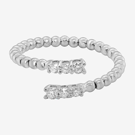 Limited Quantities! Womens 1/5 CT. Natural White Diamond 10K White Gold Bypass  Cocktail Ring