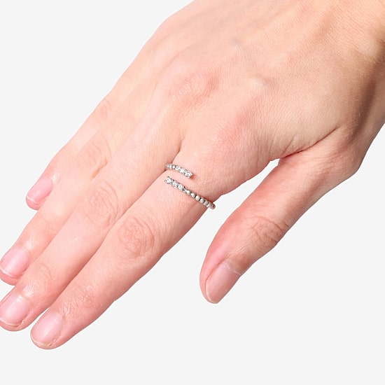 Limited Quantities! Womens 1/5 CT. Natural White Diamond 10K White Gold Bypass  Cocktail Ring