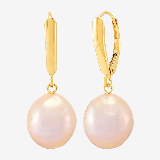 Limited Quantities! Womens Dyed Pink 14K Gold Drop Earrings