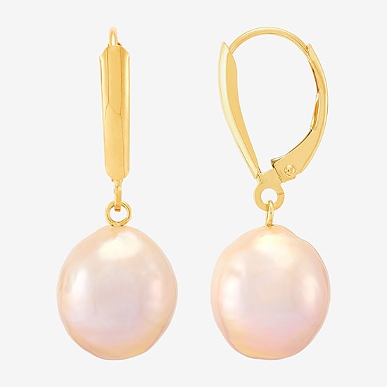 Limited Quantities! Womens Dyed Pink 14K Gold Drop Earrings