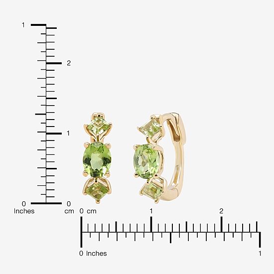 Limited Quantities! Womens Genuine Green Peridot 10K Gold 12mm Hoop Earrings