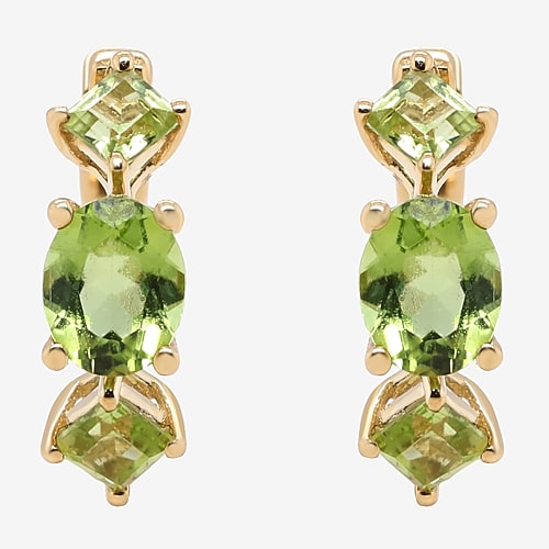Limited Quantities! Womens Genuine Green Peridot 10K Gold 12mm Hoop Earrings, One Size, Green