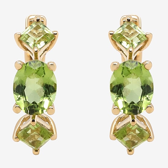 Limited Quantities! Womens Genuine Green Peridot 10K Gold 12mm Hoop Earrings