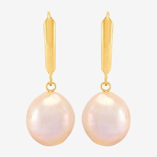 Limited Quantities! Womens Dyed Pink 14K Gold Drop Earrings
